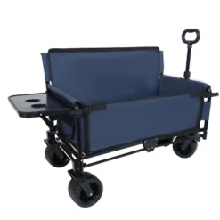 3-in-1 Convertible Folding Wagon Cart With Bench Seat & Rear-Mounted Folding Tabletop - 500lbs Heavy-Duty Utility Wagondark Blue -D'Eco Store GUEST 008f4991 37de 4a7d 90c5 35c6b818806d