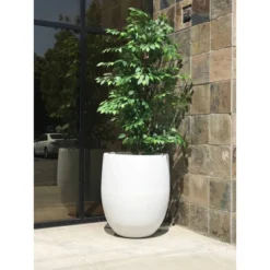 Rosemead Home & Garden, Inc. Concrete Outdoor Planter Pot White 17"x17"