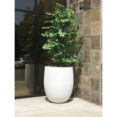 Rosemead Home & Garden, Inc. Concrete Outdoor Planter Pot White 17"x17" 1 Rosemead Home & Garden, Inc. Concrete Outdoor Planter Pot White 17"x17"