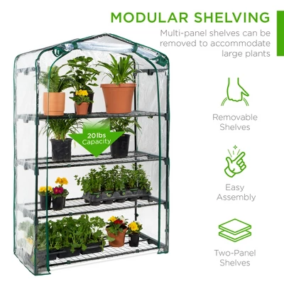 Best Choice Products 40in Wide 4-Tier Mini Greenhouse, Portable Indoor Outdoor Arboretum For Yard W/ Steel Shelves 4 Best Choice Products 40in Wide 4-Tier Mini Greenhouse, Portable Indoor Outdoor Arboretum For Yard W/ Steel Shelves - Image 4
