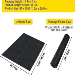 Weed Barrier Landscape Fabric, 4Ft X 100Ft, Heavy Duty 5.8 Oz Woven Geotextile For Weed Control, Garden Ground Cover Mat, Durable, Tear-Resistant