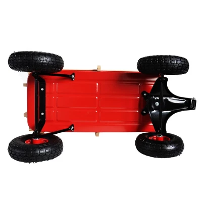 Outdoor Sport Wagon Tools Cart Wooden Side Panels Air Tires Wagon (red) 7 Outdoor Sport Wagon Tools Cart Wooden Side Panels Air Tires Wagon (red) - Image 7