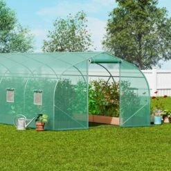 VEVOR Walk-in Tunnel Greenhouse, 29.5x9.8x6.6 Ft Hoop House Greenhouse Tunnel With Galvanized Steel Frame, PE Cover, Roll-up Zipper Door, 12 Windows