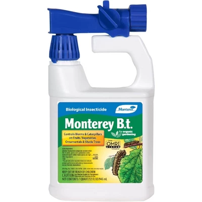 Monterey Bacillus Thuringiensis Biological Insecticide, Organic RTS, 32oz 1 Monterey Bacillus Thuringiensis Biological Insecticide, Organic RTS, 32oz