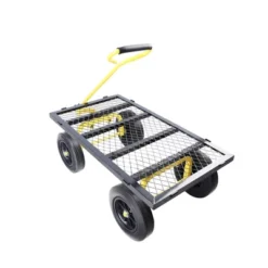 FURNIinspire Wheelbarrows And Lawn Carts Tools Cart Wagon Cart, Garden Cart Trucks With Solid Wheels And Yellow Handle, Black, 37“*19"*40" -D'Eco Store GUEST 069caed3 ef04 4501 870d babe97120552