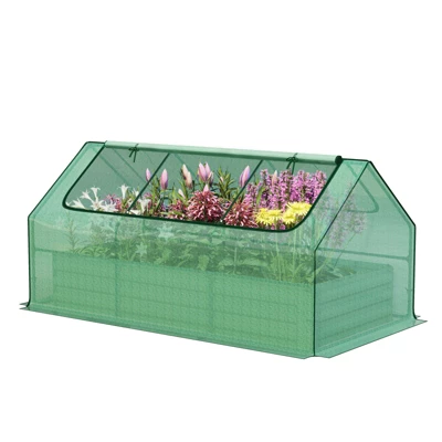 Aoodor 6 X 3 X 1 Ft Raised Garden Bed With Mini Greenhouse Kit, Metal Planter Box With 2 Roll-Up Zipper Doors For Vegetables, Herbs, And Flowers 8 Aoodor 6 X 3 X 1 Ft Raised Garden Bed With Mini Greenhouse Kit, Metal Planter Box With 2 Roll-Up Zipper Doors For Vegetables, Herbs, And Flowers - Image 8