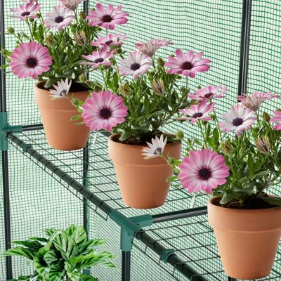 Walk-in Greenhouse For Outdoors, 58"x58"x75" Plant House With 8-Tier Grid Shelves For Seed Starting & Potted Plants 6 Walk-in Greenhouse For Outdoors, 58"x58"x75" Plant House With 8-Tier Grid Shelves For Seed Starting & Potted Plants - Image 6