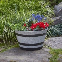 Southern Patio HDR-055457 Resin Whiskey Barrel Indoor Outdoor Garden Planter Pot For Vegetables, Trees, Plants, And Flowers, Gray (2 Pack) 7 Southern Patio HDR-055457 Resin Whiskey Barrel Indoor Outdoor Garden Planter Pot For Vegetables, Trees, Plants, And Flowers, Gray (2 Pack) -D'Eco Store GUEST 0a05cea7 5d16 47ce 8307 0ea72907eead