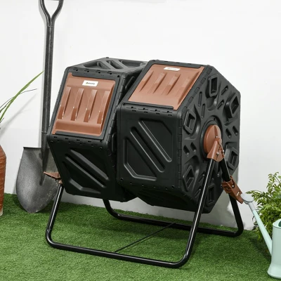 Outsunny Rotating Composter, 34.5 Gallon Dual Chamber Compost Bin With Ventilation Openings And Steel Legs 1 Outsunny Rotating Composter, 34.5 Gallon Dual Chamber Compost Bin With Ventilation Openings And Steel Legs