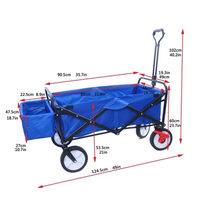 Folding Wagon Garden Shopping Beach Cart (Blue Colour) 5 Folding Wagon Garden Shopping Beach Cart (Blue Colour) - Image 5