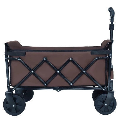 Expandable Dual-Layer Utility Wagon With 100% Extra Space - Grocery CartSupports 225lbs, Brown 5 Expandable Dual-Layer Utility Wagon With 100% Extra Space - Grocery CartSupports 225lbs, Brown - Image 5