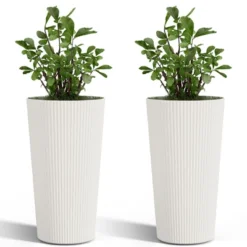 NAYSAYE Planter 2PCS Tall Indoor And Outdoor Planter Pot Large Flower Cone Striped Plastic Flower Pot For Home Garden Patio 15 NAYSAYE Planter 2PCS Tall Indoor And Outdoor Planter Pot Large Flower Cone Striped Plastic Flower Pot For Home Garden Patio -D'Eco Store GUEST 0def80a8 514e 4b94 9597 30ffcab99886