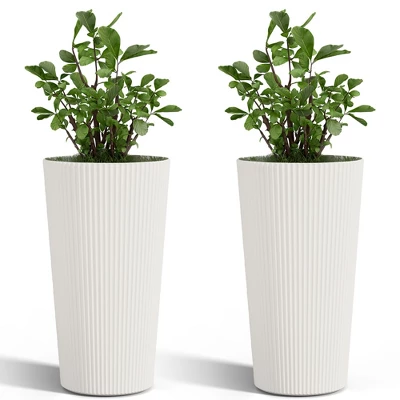 NAYSAYE Planter 2PCS Tall Indoor And Outdoor Planter Pot Large Flower Cone Striped Plastic Flower Pot For Home Garden Patio 8 NAYSAYE Planter 2PCS Tall Indoor And Outdoor Planter Pot Large Flower Cone Striped Plastic Flower Pot For Home Garden Patio - Image 8
