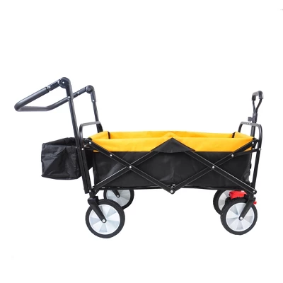 FURNIinspire Wheelbarrows And Lawn Carts Folding Wagon Cart, Collapsible Outdoor Utility Cart With Handle, Yellow, 53.5“*47"*42.52" 1 FURNIinspire Wheelbarrows And Lawn Carts Folding Wagon Cart, Collapsible Outdoor Utility Cart With Handle, Yellow, 53.5“*47"*42.52"