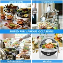 WhizMax 6.8 Quart Roll Top Chafing Dish Buffet Set With Visible Window, Round Stainless Steel Set 16 WhizMax 6.8 Quart Roll Top Chafing Dish Buffet Set With Visible Window, Round Stainless Steel Set -D'Eco Store GUEST 1048297d 8205 4204 8aed 0496af65b8bf