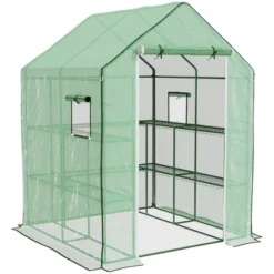 Outsunny 4.6' X 4.7' Portable Greenhouse, Small Walk-In Greenhouse, Hot House With 2 Tier U-Shape Flower Rack 12 Outsunny 4.6' X 4.7' Portable Greenhouse, Small Walk-In Greenhouse, Hot House With 2 Tier U-Shape Flower Rack -D'Eco Store GUEST 107dd525 e3fb 4d39 892c 54c11e0402d3