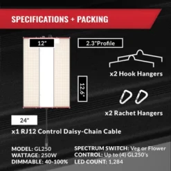 PHANTOM Cultivar GL250 250 Watt 120 Volt Plug LED Aluminum Grow Tent Lamp Compact Plant Light Fixture For Indoor Cultivation, Red 8 PHANTOM Cultivar GL250 250 Watt 120 Volt Plug LED Aluminum Grow Tent Lamp Compact Plant Light Fixture For Indoor Cultivation, Red -D'Eco Store GUEST 1197cc39 b8d9 4d99 ad37 2d432dc8d0f0