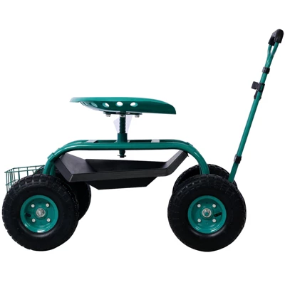 DSVIMOY Rolling Garden Scooter, Garden Cart Seat With Wheels And Tool Tray, 360 Swivel Seat, Green, 42.5"*17.7"*22.4" 3 DSVIMOY Rolling Garden Scooter, Garden Cart Seat With Wheels And Tool Tray, 360 Swivel Seat, Green, 42.5"*17.7"*22.4" - Image 3