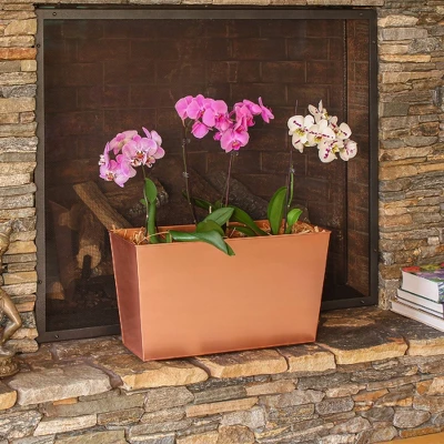 ACHLA Designs 22" Wide Rectangular Flower Box Galvanized Steel Copper Plated 3 ACHLA Designs 22" Wide Rectangular Flower Box Galvanized Steel Copper Plated - Image 3