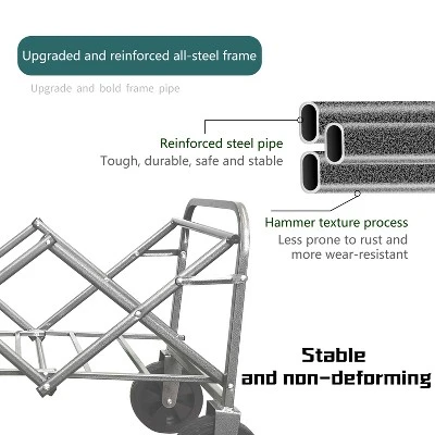 Collapsible Foldable Wagon Cart W/ Strapping System, Beach Wagon ,Utility Wagon Grocery Cart Camping Shopping Sports Gardeing Fishing Supports 225lbs 3 Collapsible Foldable Wagon Cart W/ Strapping System, Beach Wagon ,Utility Wagon Grocery Cart Camping Shopping Sports Gardeing Fishing Supports 225lbs - Image 3