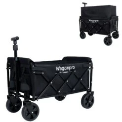 Expandable Dual-Layer Utility Wagon With 100% Extra Space - Grocery CartBlack