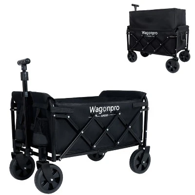 Expandable Dual-Layer Utility Wagon With 100% Extra Space - Grocery CartBlack 1 Expandable Dual-Layer Utility Wagon With 100% Extra Space - Grocery CartBlack