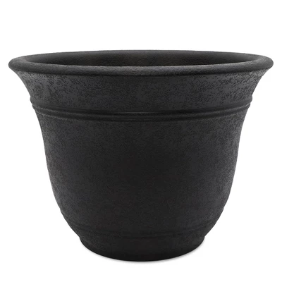 The HC Companies Sierra Round Self-Watering Pot, Plastic Stoneware Planter With Internal Disk For Indoor And Outdoor Plants, 10 Inch, Black Onyx 3 The HC Companies Sierra Round Self-Watering Pot, Plastic Stoneware Planter With Internal Disk For Indoor And Outdoor Plants, 10 Inch, Black Onyx - Image 3