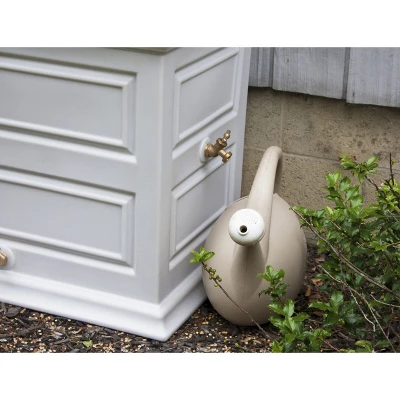Good Ideas Savannah Colonial Style 42 Gallon Rain Saver Barrel With Self-Draining Garden Planter And Brass Spigots, Light Gray 2 Good Ideas Savannah Colonial Style 42 Gallon Rain Saver Barrel With Self-Draining Garden Planter And Brass Spigots, Light Gray - Image 2