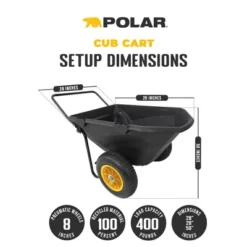 Polar Trailer Cub Cart, Heavy-Duty Utility Wheelbarrow Wagon With Durable Polyethylene Tub, 400 Lbs Capacity, All-Steel Frame, Easy Hauling, 15" Tires