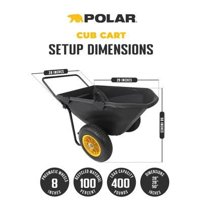 Polar Trailer Cub Cart, Heavy-Duty Utility Wheelbarrow Wagon With Durable Polyethylene Tub, 400 Lbs Capacity, All-Steel Frame, Easy Hauling, 15" Tires 1 Polar Trailer Cub Cart, Heavy-Duty Utility Wheelbarrow Wagon With Durable Polyethylene Tub, 400 Lbs Capacity, All-Steel Frame, Easy Hauling, 15" Tires