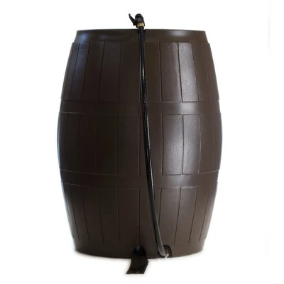 FCMP Outdoor RC4000 50 Gallon Heavy Duty Outdoor Home Rain Water Catcher Barrel Container Bin With Spigots And Mesh Screen, Brown 1 FCMP Outdoor RC4000 50 Gallon Heavy Duty Outdoor Home Rain Water Catcher Barrel Container Bin With Spigots And Mesh Screen, Brown
