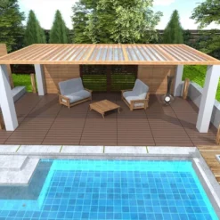 2FT Patio Deck Tiles, DIY Interlocking Decking, Quick Install For Porch, Poolside, Balcony, Backyard. 24pcs Red Brown -D'Eco Store GUEST 176d401d b33d 4f15 88ea a7d6fa1855c0