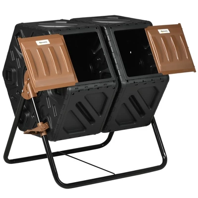 Outsunny Rotating Composter, 34.5 Gallon Dual Chamber Compost Bin With Ventilation Openings And Steel Legs 3 Outsunny Rotating Composter, 34.5 Gallon Dual Chamber Compost Bin With Ventilation Openings And Steel Legs - Image 3