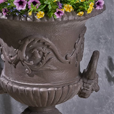 29" Planter Adonis Lightweight Concrete Patio Urn Gray - Christopher Knight Home: Pedestal, Decorative, Roman Design 2 29" Planter Adonis Lightweight Concrete Patio Urn Gray - Christopher Knight Home: Pedestal, Decorative, Roman Design - Image 2