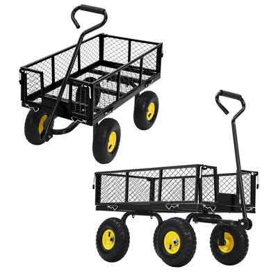 Heavy Duty Steel Garden Cart,550 LBS Capacity 3-in-1 Pullable Metal Wagon With 10" Pneumatic Wheels,180°Rotating Handle & Removable Sides, Green 10 Heavy Duty Steel Garden Cart,550 LBS Capacity 3-in-1 Pullable Metal Wagon With 10" Pneumatic Wheels,180°Rotating Handle & Removable Sides, Green - Image 10