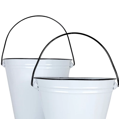 Set Of 2 Pail Wall Planters White Metal By Foreside Home & Garden 5 Set Of 2 Pail Wall Planters White Metal By Foreside Home & Garden - Image 5