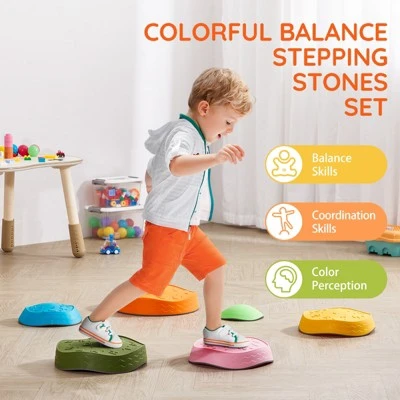 VEVOR Balance Stepping Stones For Kids, 6 PCS, Up To 220 Lbs, Non-Slip Toddlers Sensory Stepping Stones, Toys For Children Aged 3 4 5 6 7 8+ 2 VEVOR Balance Stepping Stones For Kids, 6 PCS, Up To 220 Lbs, Non-Slip Toddlers Sensory Stepping Stones, Toys For Children Aged 3 4 5 6 7 8+ - Image 2