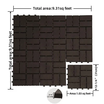CLIHOME 12"x12" Square Composite Decking Tiles,Outdoor Patio Checked Plastic Interlocking Deck Tiles(Pack Of 9) 4 CLIHOME 12"x12" Square Composite Decking Tiles,Outdoor Patio Checked Plastic Interlocking Deck Tiles(Pack Of 9) - Image 4