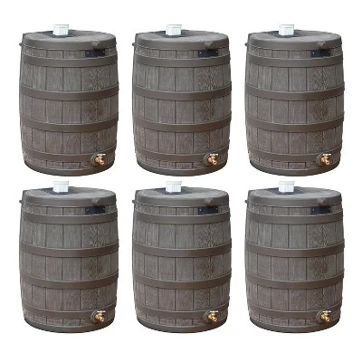Good Ideas Rain Wizard 50 Gallon Plastic Rain Barrel Water Collector With Brass Spigot, Oak (6 Pack) 6 Good Ideas Rain Wizard 50 Gallon Plastic Rain Barrel Water Collector With Brass Spigot, Oak (6 Pack) - Image 6