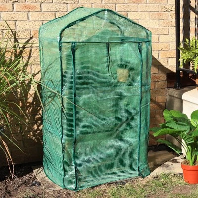 Sunnydaze Decor Sunnydaze Outdoor Portable Growing Rack 3-Tier Greenhouse With Roll-Up Door - 3 Shelves - Green 5 Sunnydaze Decor Sunnydaze Outdoor Portable Growing Rack 3-Tier Greenhouse With Roll-Up Door - 3 Shelves - Green - Image 5
