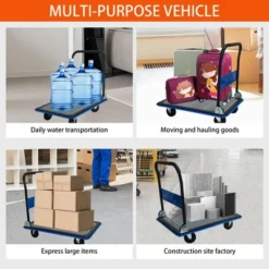 ORRD 660lbs Heavy Duty Flatbed Cart, Foldable Platform Hand Truck With 360° Swivel Wheels, Blue 9 ORRD 660lbs Heavy Duty Flatbed Cart, Foldable Platform Hand Truck With 360° Swivel Wheels, Blue -D'Eco Store GUEST 1ccfe8a9 4df1 47dd a40b 95a2ed61e89d