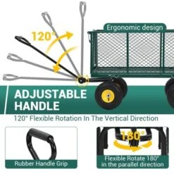 Heavy Duty Steel Garden Cart,550 LBS Capacity 3-in-1 Pullable Metal Wagon With 10" Pneumatic Wheels,180°Rotating Handle & Removable Sides, Green 14 Heavy Duty Steel Garden Cart,550 LBS Capacity 3-in-1 Pullable Metal Wagon With 10" Pneumatic Wheels,180°Rotating Handle & Removable Sides, Green -D'Eco Store GUEST 1d36165b 7866 431a 94ab 468c3dfb821e