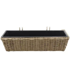 Sunnydaze Decor Sunnydaze Hanging Rectangle Polyrattan Rail Planter With Plastic Liner - 23.5" W X 7.5" D X 6.5" H 16 Sunnydaze Decor Sunnydaze Hanging Rectangle Polyrattan Rail Planter With Plastic Liner - 23.5" W X 7.5" D X 6.5" H -D'Eco Store GUEST 1d63ae32 d26d 4238 a876 338b1e36a017