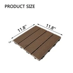 11 PCS 11.7" X 11.7" Square Plastic Wood Deck Tiles, Outdoor Terrace Flooring，Light Brown -D'Eco Store GUEST 1dcb83ea 17ed 420b a446 dbb04ef29cea