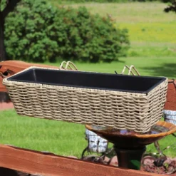 Sunnydaze Decor Sunnydaze Hanging Rectangle Polyrattan Rail Planter With Plastic Liner - 23.5" W X 7.5" D X 6.5" H 13 Sunnydaze Decor Sunnydaze Hanging Rectangle Polyrattan Rail Planter With Plastic Liner - 23.5" W X 7.5" D X 6.5" H -D'Eco Store GUEST 1e6eadbe b9e6 4733 8213 c2b0ff900a68
