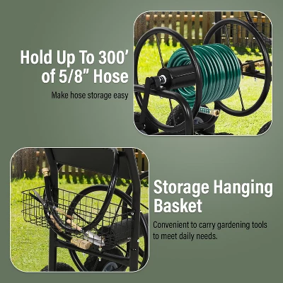 FDW Hose Reel Hold Up To 300 Ft Heavy Duty Garden Hose Reel For Garden Lawn Yard 2 FDW Hose Reel Hold Up To 300 Ft Heavy Duty Garden Hose Reel For Garden Lawn Yard - Image 2