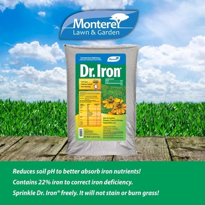 Monterey Dr. Iron Acidifier Granules, Iron And Elemental Sulfur Acidic Fertilizer, 40lb 1 Monterey Dr. Iron Acidifier Granules, Iron And Elemental Sulfur Acidic Fertilizer, 40lb