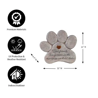 Evergreen 11" Paw Shaped Pet Memorial Garden Stone, Best Friends Live Forever 6 Evergreen 11" Paw Shaped Pet Memorial Garden Stone, Best Friends Live Forever - Image 6