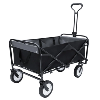 Collapsible Foldable Wagon Cart With Strapping System Beach Wagon Utility Cart Utility Wagon Grocery Car Black 5 Collapsible Foldable Wagon Cart With Strapping System Beach Wagon Utility Cart Utility Wagon Grocery Car Black - Image 5