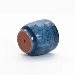 LuxenHome 12-Inch Ocean Blue Ceramic Planter Indoor Outdoor Plant Pot With Drainage Hole And Plug Modern Glazed Round Flower Pot Planter -D'Eco Store GUEST 220f7cbd e6a1 449a 8cbb ff9748e6aec3